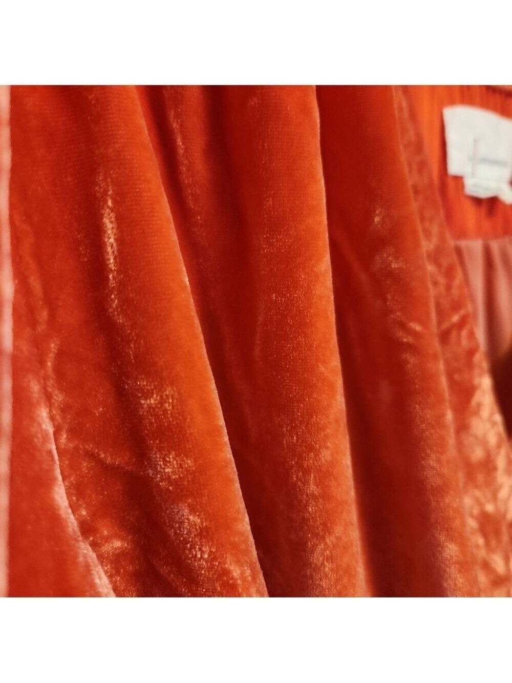 ANTHROPOLOGIE LONG SLEEVE FAUX WRAP CORAL SURPLICE VELVET BLOUSE TOP SIZE SMALL - Picture 4 of 7